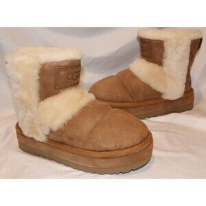 UGG WOMEN'S CLASSIC CHILLAPEAK CLASSIC S SPILL‎ SEAM PLATFORM BOOTS CHESTNUT